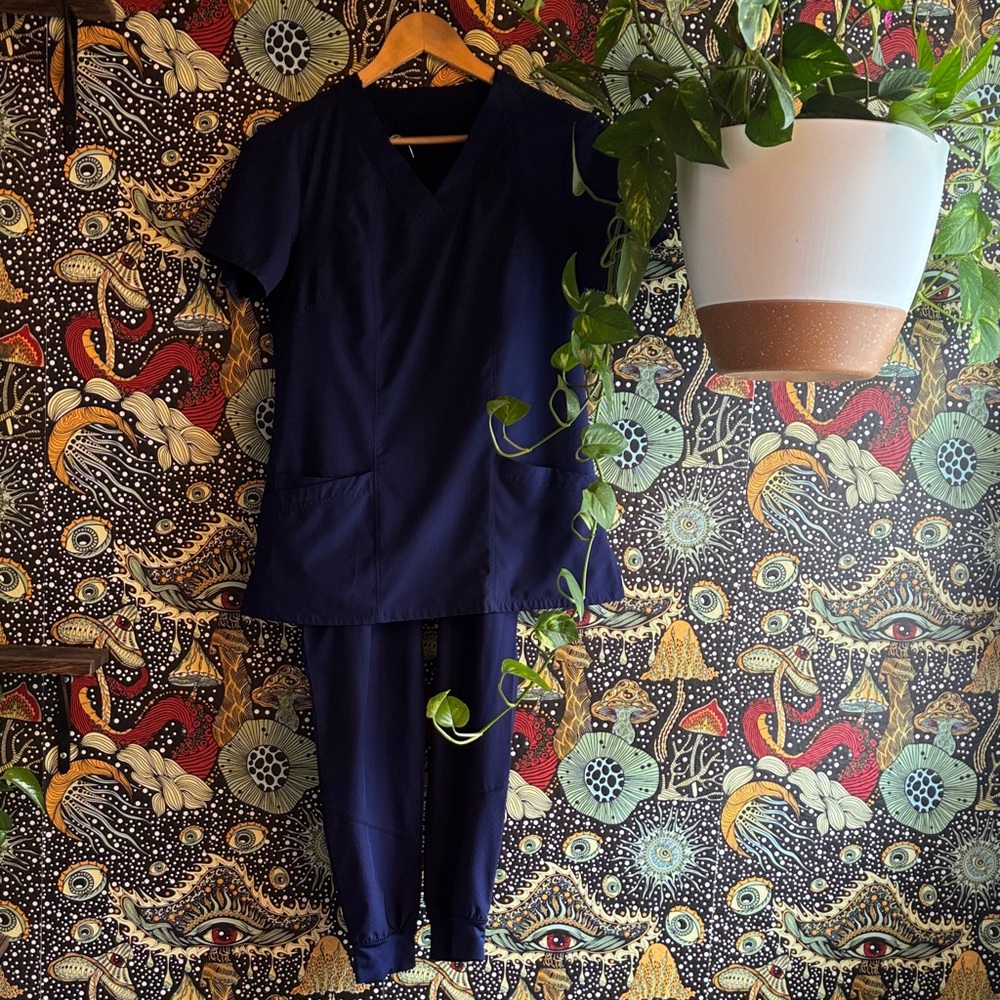Breathable, cute Navy Women's Scrub Set